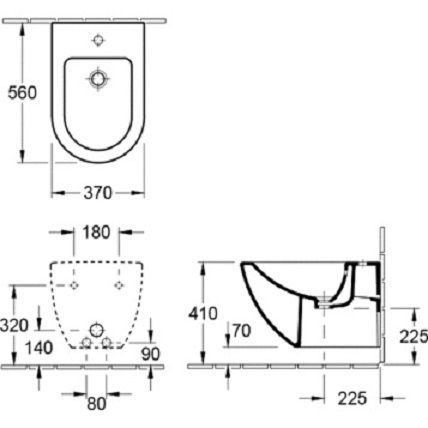 Биде подвесное 56 см Subway Villeroy & Boch 7400 00 01
