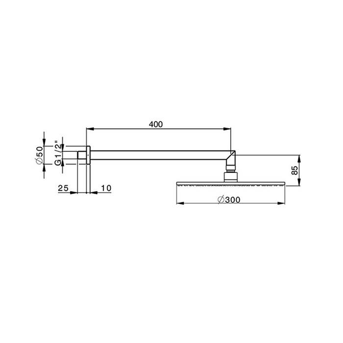 Cisal Shower Верхний душ 30см., с настенным держателем 40см, цвет: хром DS01362021