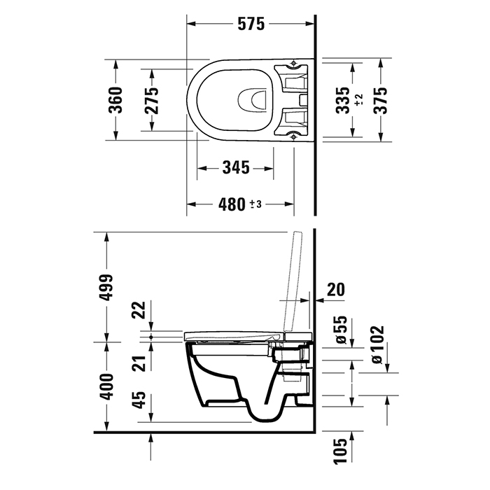 Duravit ME by Starck Унитаз подвесной Rimless 37.5х57.4см, с сиденье SensoWash&reg; Starck f Plus, цвет: белый WD1014000000