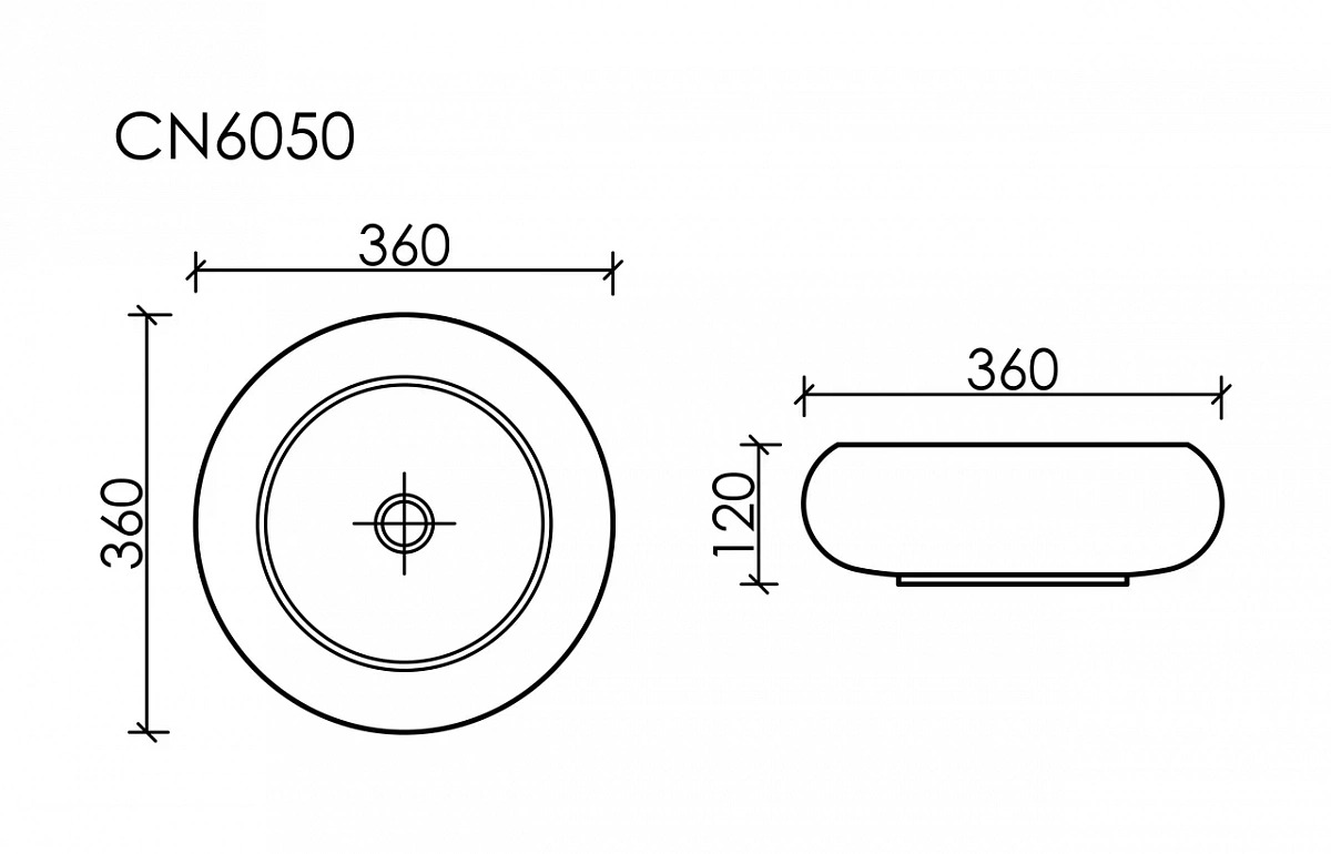 Умывальник чаша накладная круглая Element d360*120мм CN6050
