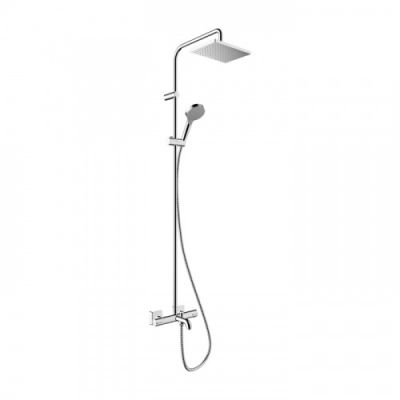 Hansgrohe Vernis Shape Душевая стойка с верхним душем 230 1jet с термостатом для ванны, EcoSmart, цвет: хром 26098000