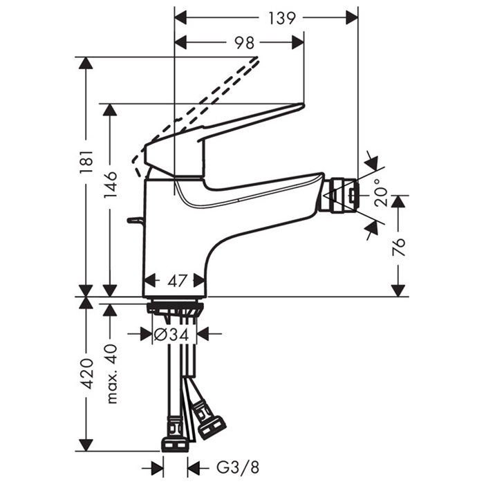 Hansgrohe Novus Loop Смеситель для биде, на 1 отв., цвет: хром 71233000