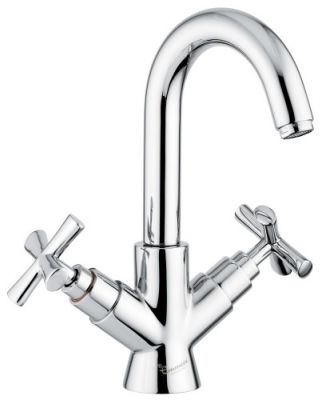 Emmevi Spirit New, двухвентильный смеситель для раковины с поворотным изливом и донным клапаном, цвет золото