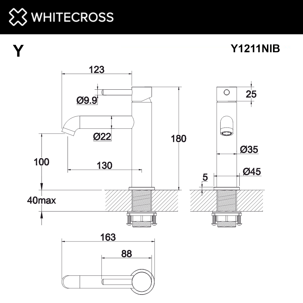 Смеситель для умывальника WHITECROSS Y1211NIB (брашированный никель)