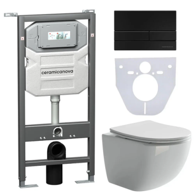 Комплект инсталляция унитаз кнопка Ceramica Nova CN3009_1002B_1000