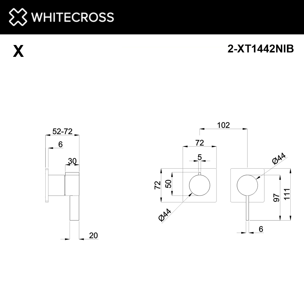 Внешняя часть смесителя для душа на 2 потребителя WHITECROSS XT1442NIB (брашированный никель)