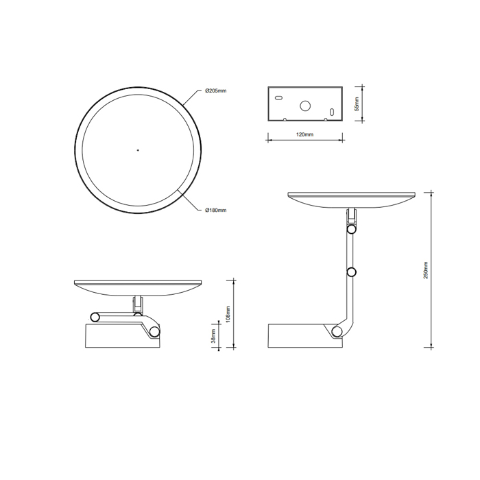 123160 Decor Walther Vision R Косметическое зеркало, цвет: черный матовый