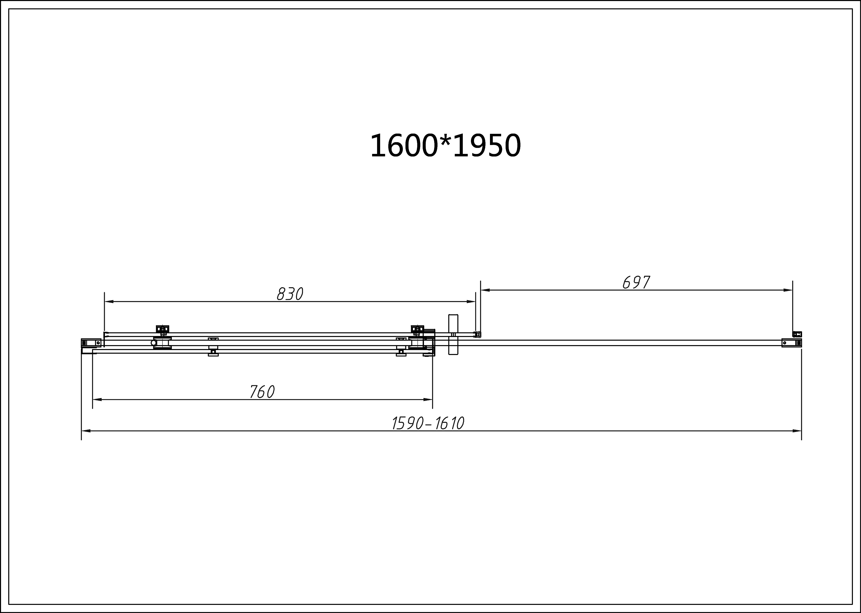 Душевая дверь Como-N VDS-4CN160CGB, 1600, черный, стекло тонированное