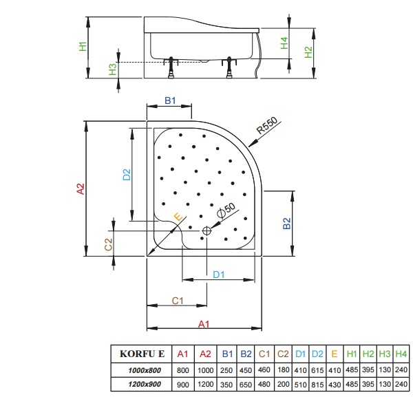 Поддон высокий 100x80 Radaway Korfu E 4E81400-03L