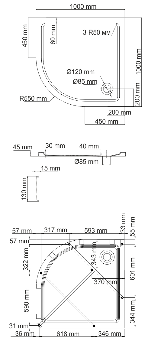 WasserKRAFT Isen 26T23 Душевой поддон 100х100 см