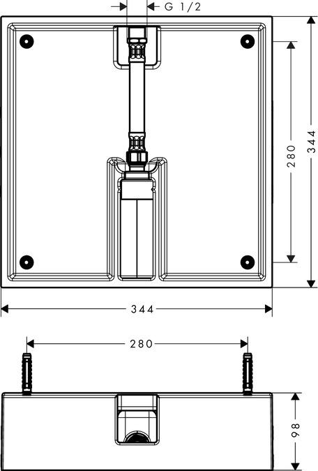 Скрытая часть Hansgrohe Raindance верхнего душа 40×40 см 26254180