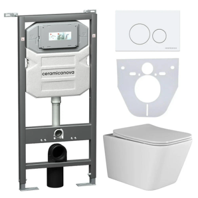 Комплект инсталляция унитаз кнопка Ceramica Nova CN3007_1001W_1000