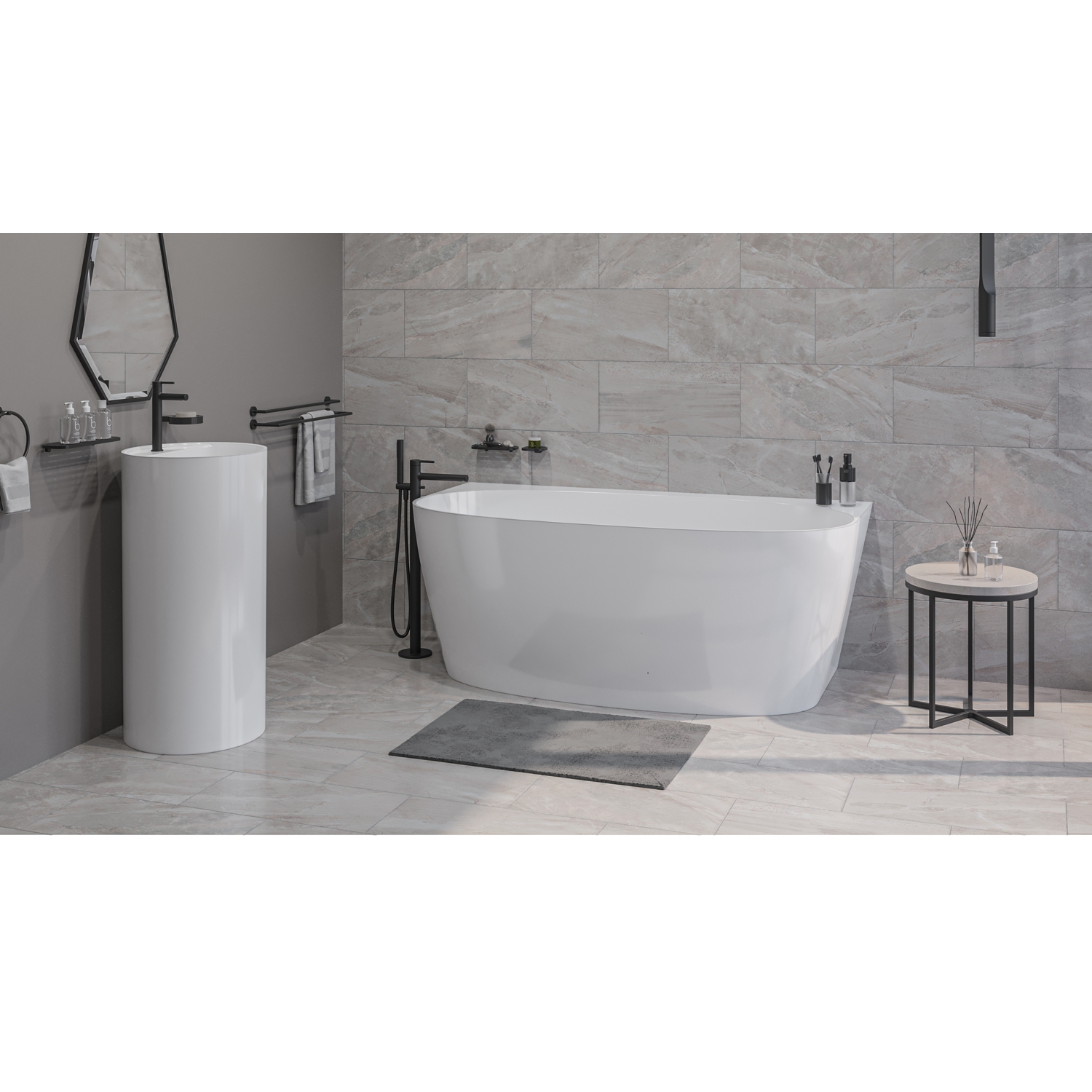 Ванна WHITECROSS Pearl A 155x80 (белый глянец) иск. камень