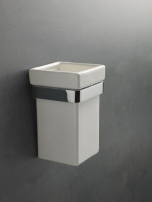 Stil Haus Mizar, настенный керамический стакан, цвет хром - белая керамика MZ10(08-BI)