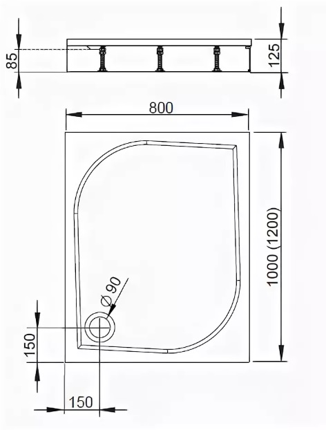 Поддон для душа 120x80 Radaway Paros D MBD8012-03-1
