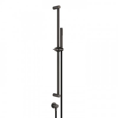 Gessi 316 Штанга в комплекте с душевой лейкой с легкой очисткой, шланг 1,50 м, вывод воды из стены, цвет: brushed black metal pvd 54045#707