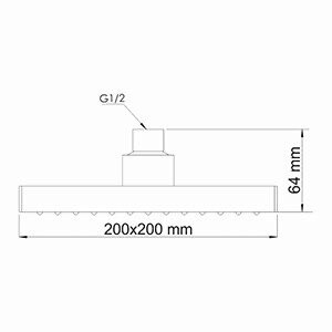 A028 Верхняя душевая насадка Размеры (Ш/В/Г): 20х6,4х20 см