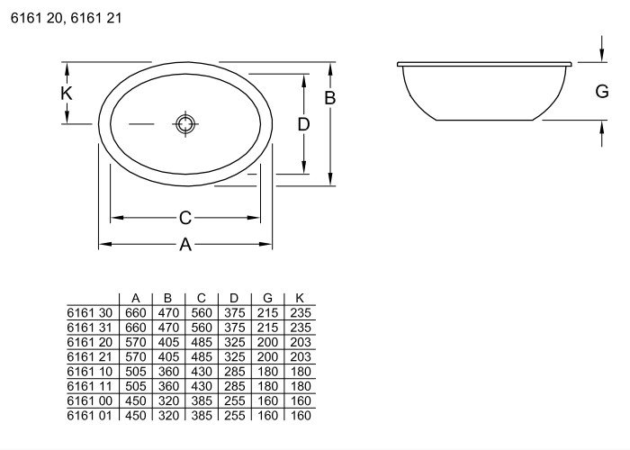 Раковина встраиваемая снизу 57x40 Villeroy&Boch Loop & Friends 61612001