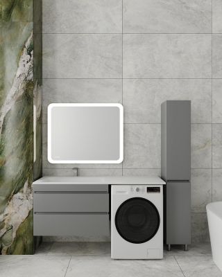Тумба подвесная STYLE LINE "Даллас 150" 2 ящика Люкс Плюс серая с раковиной ESTETUS Даллас 1500*480 левый