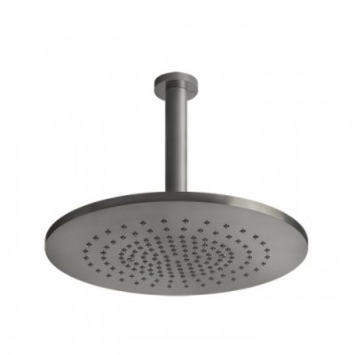 Gessi Shower316 Душевая головка шарнирная для потолочного крепления на 1/2 с защитой от известкового налёта, высота 243мм, цвет: шлифованная сталь 54152#239
