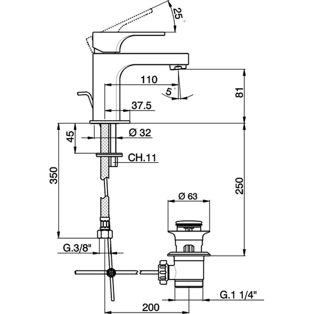 CISAL Cubic смеситель для раковины, цвет хром CU00051121