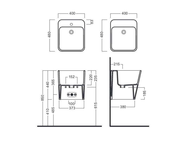 YXJG01 HATRIA G-FULL Раковина подвесная глыбокая 40X48 белая