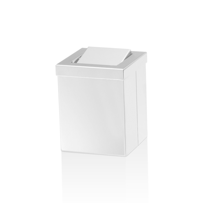 Decor Walther DW 1130 Корзина для бумаги 12x12x15см, с крышкой, напольная, цвет: белый матовый 611150