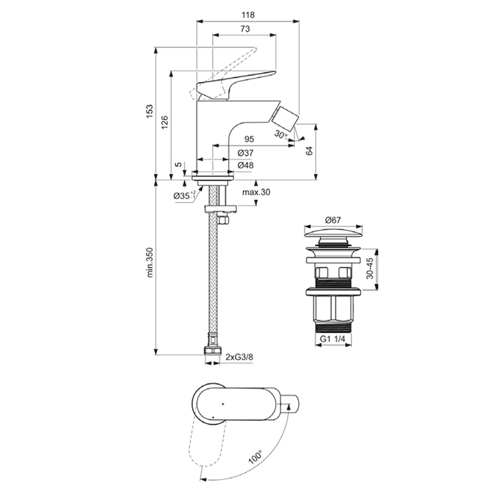 BE021AA Ideal Standard Ceralife O Смеситель для биде, цвет: хром