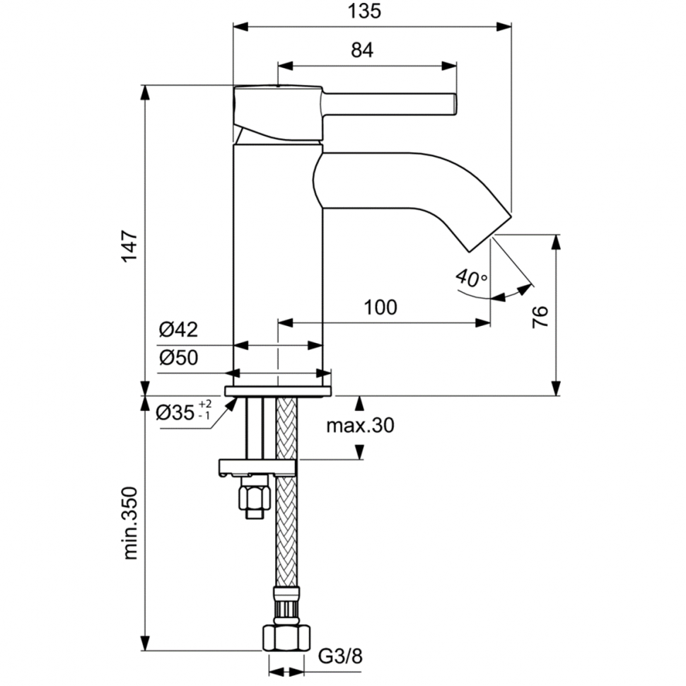 Смеситель для раковины Ideal Standard CERALINE BC268AA