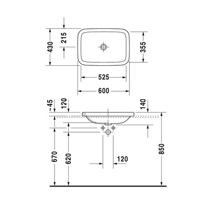 Duravit DuraStyle Раковина полвстраиваемая 43х43 см, цвет: белый 372600000