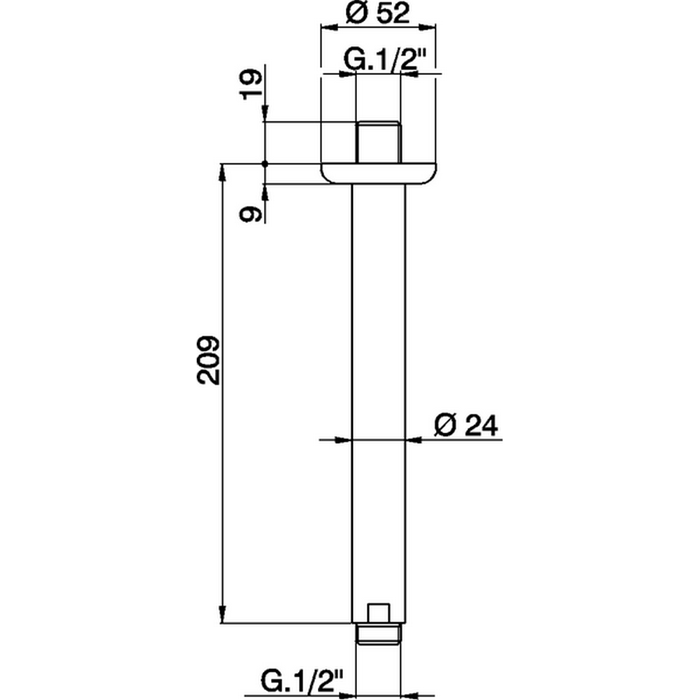 CISAL Shower Держатель верхнего душа потолочный L209 мм, цвет хром DS01325021