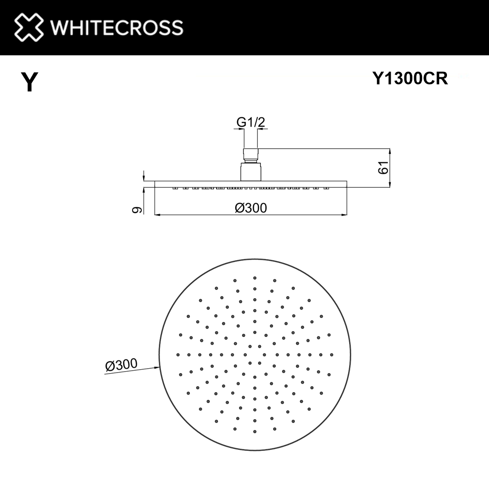 Верхний душ WHITECROSS D=30 см Y1300CR (хром)