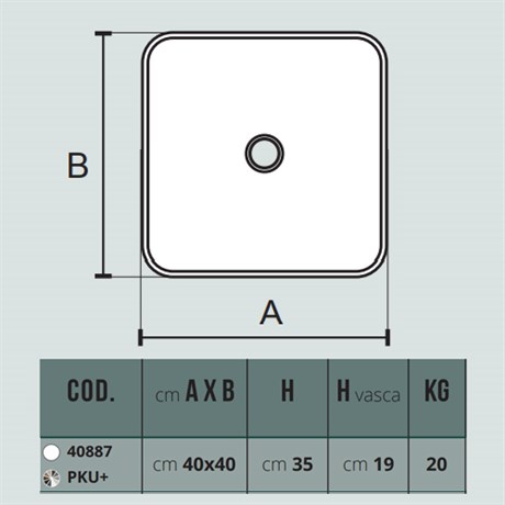 PKU+#09 Althea Kuadro+ раковина накладная 40x40, чёрный матовый