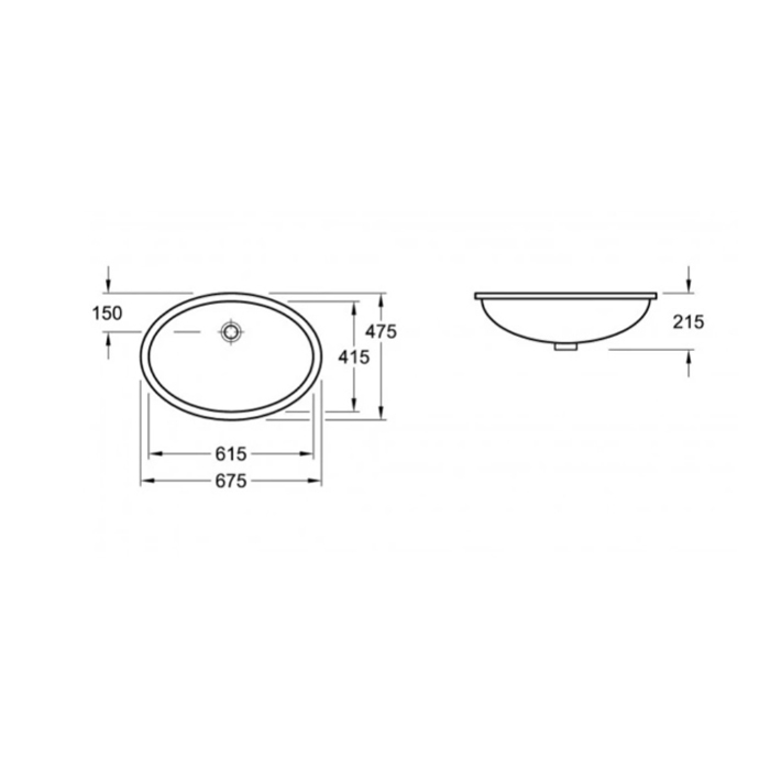 614400R1 Villeroy&Boch Evana Раковина встраиваемая под столешницу 615*415 мм  CeramicPlus альпийский белый