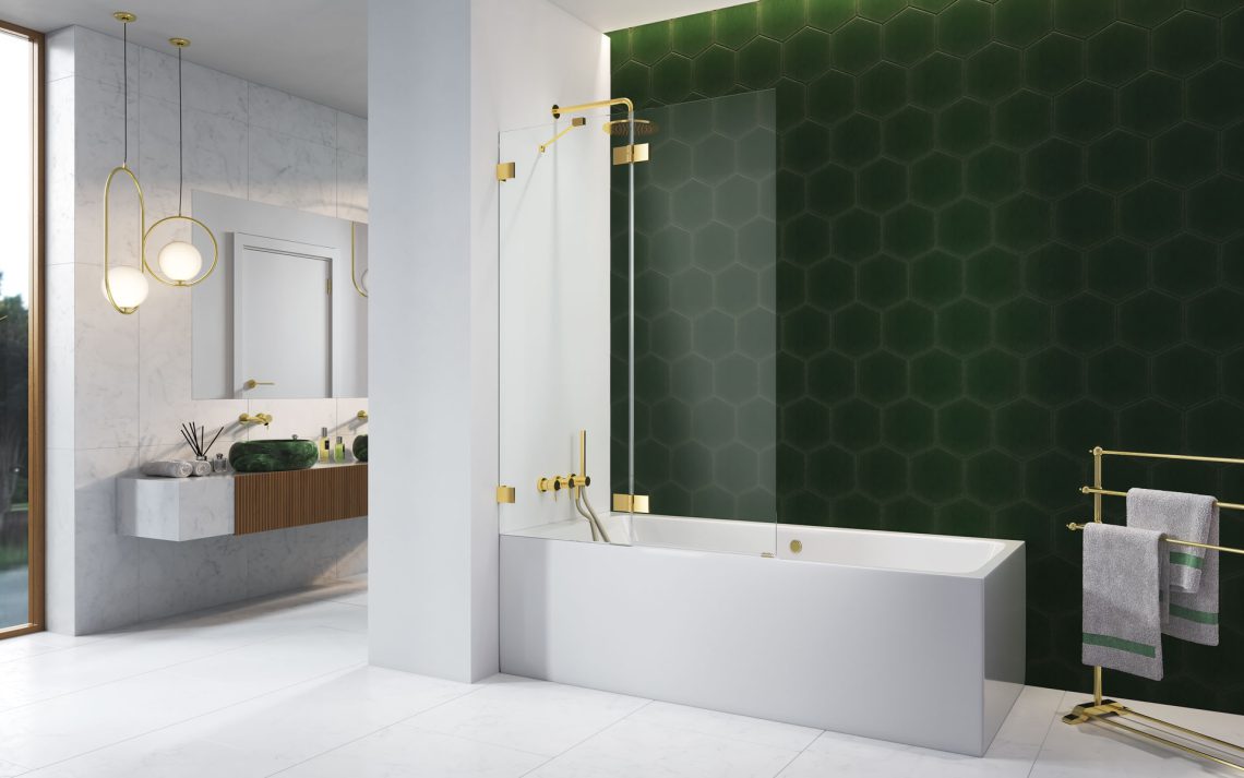 Шторка на ванну 110 см Radaway Essenza Pro Gold PND II левая