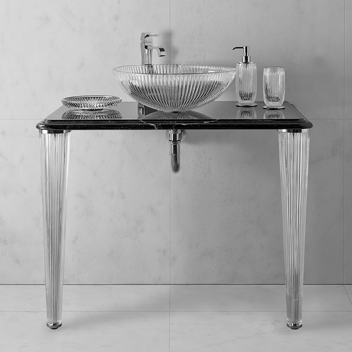 3SC Elegance Консоль 70х54хh97см с раковиной EL11, топ-мрамор bianco carrara, сифон, цвет: хром EL3070BCSL