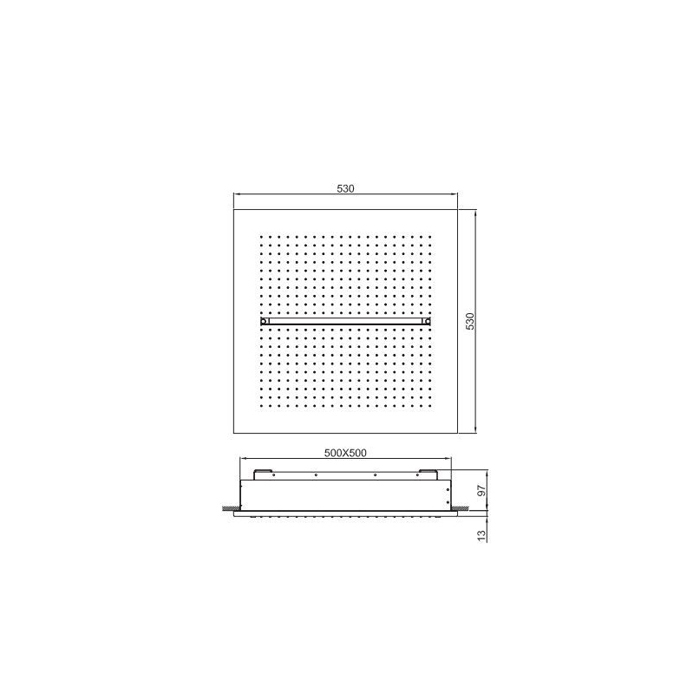 Fantini Acqua Zone Dream Верхний душ 530х530 мм, потолочный, ,Дождь, Ливень, цвет: черный матовый 75 13 C032