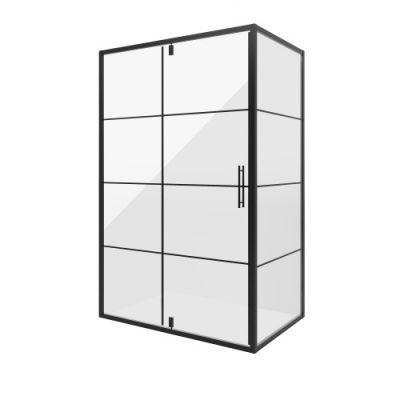 Душ. ограждение NG-0220-08 BLACK (1200х800х1900) прямоугольник, дверь распашная, 1 место