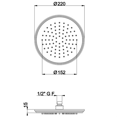 SF154A14Q AquaElite INstile верхний душ, 220 мм, медь шлифованная