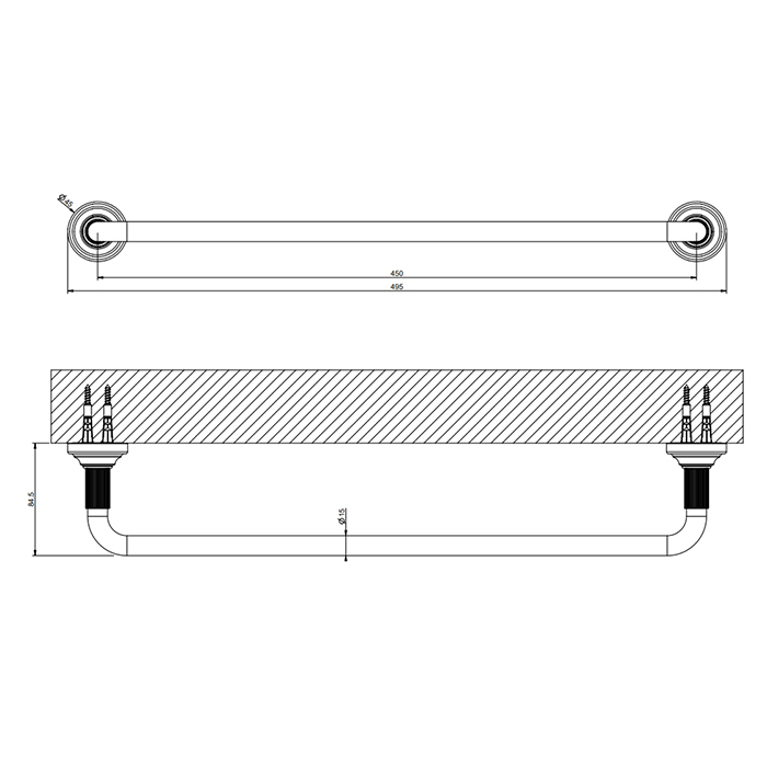 Gessi Venti20 Полотенцедержатель 45см., цвет черный матовый 65500#299