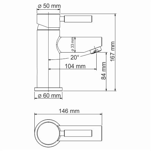Main 4103Thermo Термостатический смеситель для умывальника Размеры (Ш/В/Г): 6х16,7х14,6 см