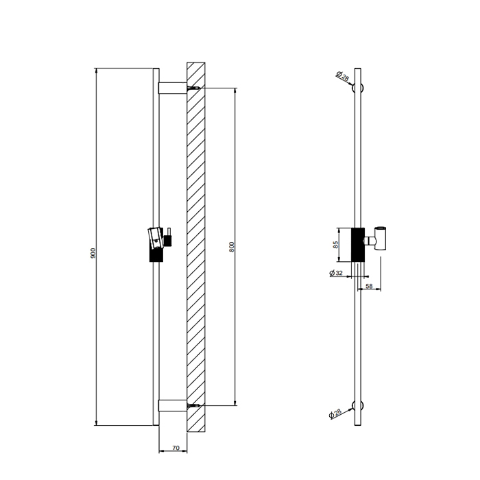 Gessi Anello Штанга для душа, цвет: Black XL 63485#299