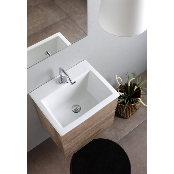 White Ceramic Rio, постирочная/хозяйственная раковина 50х40хh26 см, с отверстием под смеситель, цвет белый глянцевый W0134F01