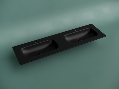 CN7023MB Ceramica Nova Раковина накладная мебельная CERAMICANOVA Grace 1610x457 с двумя чашами, цвет черный матовый CN7023MB