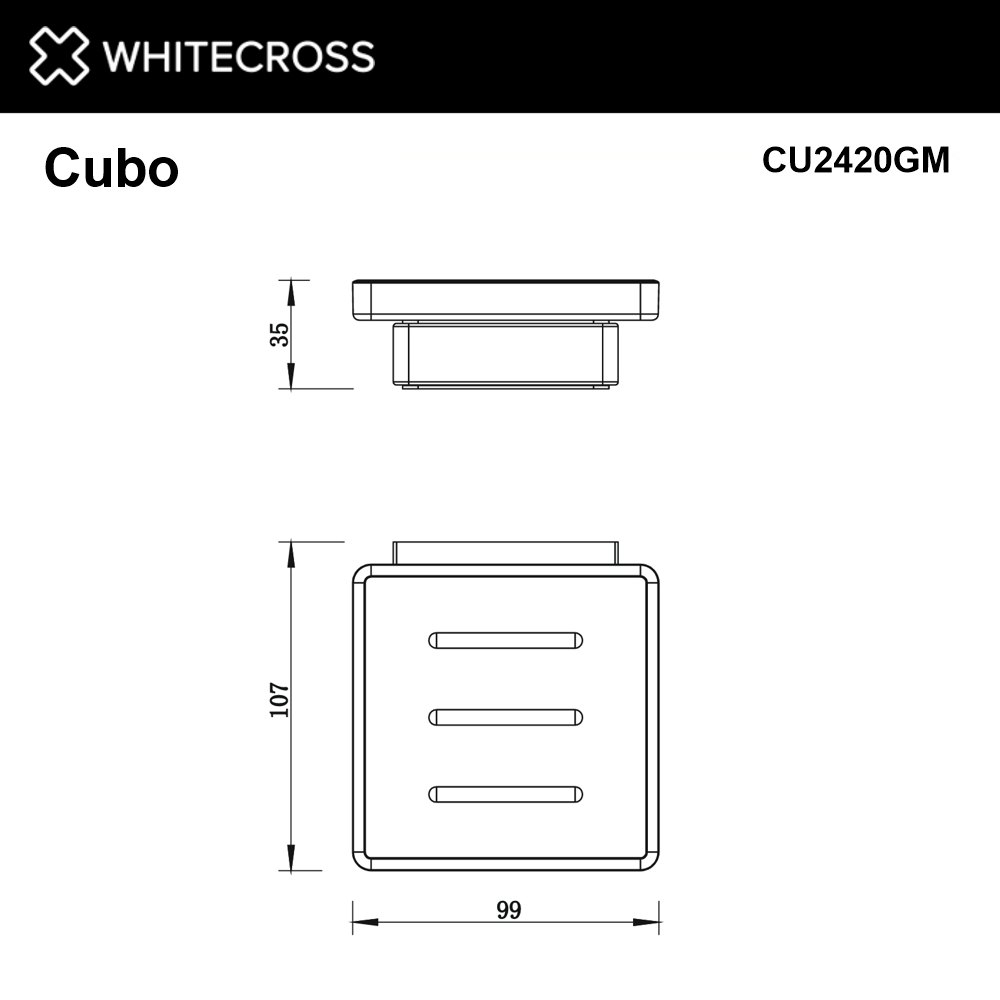 Мыльница подвесная WHITECROSS Cubo CU2420GM (оружейная сталь)