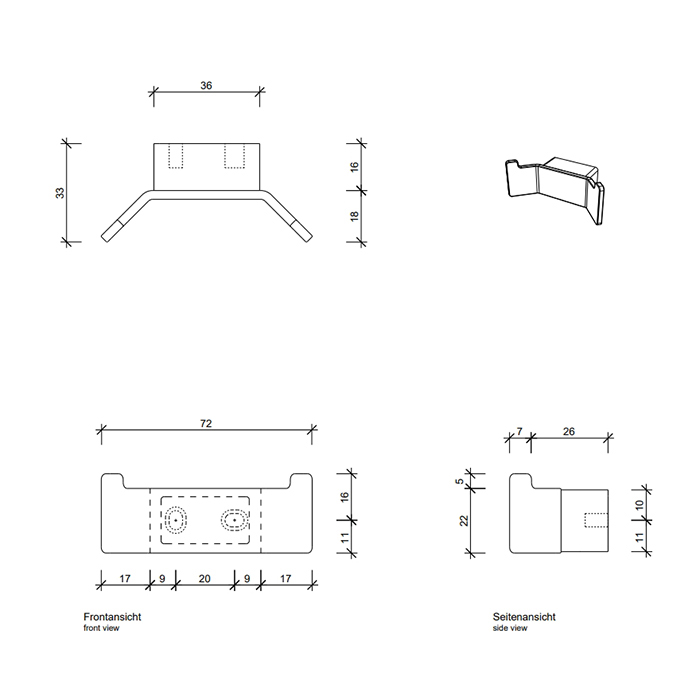 650400 Decor Walther Contract Крючок, двойной, цвет: хром