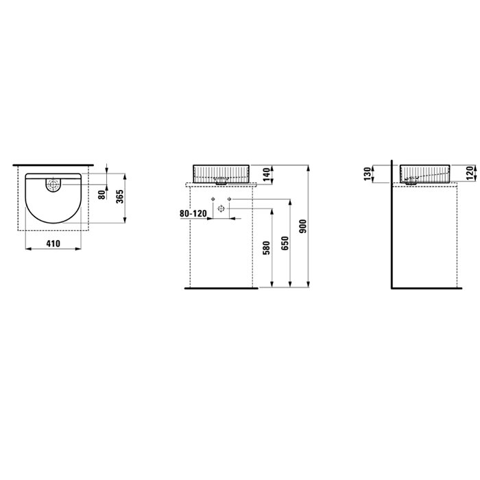 Laufen Sonar Раковина 41x36.5х13 см, без отв., цвет: белый матовый 8.1234.3.757.112.1