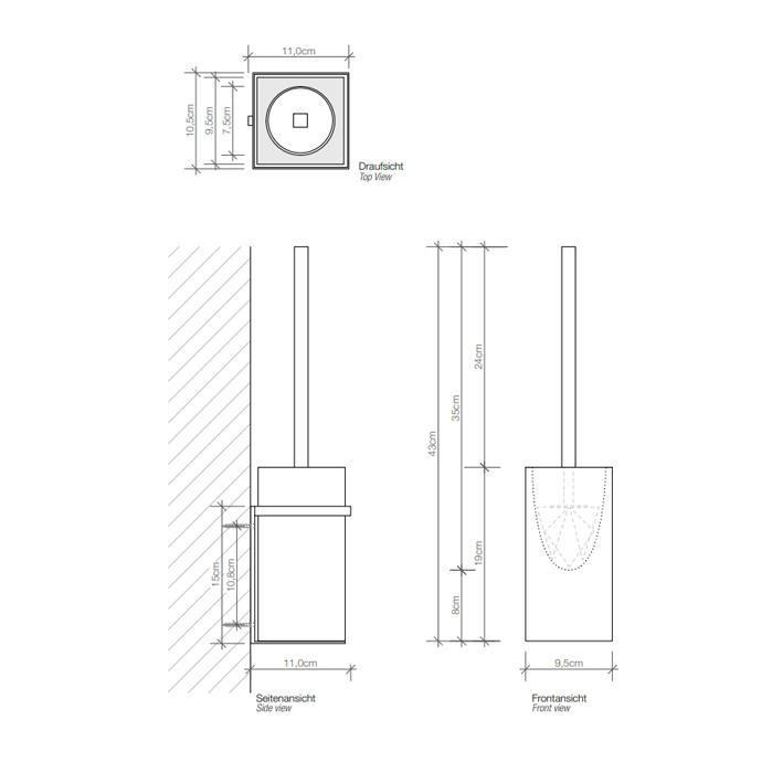 Decor Walther DW 6203 Туалетный ершик h44см, подвесной, фарфор, цвет: белый / хром 840800