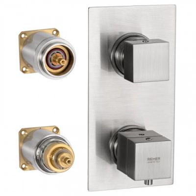 Смеситель термостатический для душа Remer Q-Elegance QT92KBNP, никель брашированный