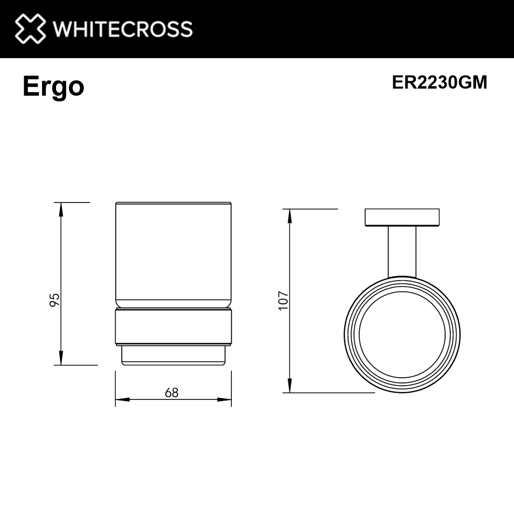 Стакан подвесной WHITECROSS Ergo ER2230GM (оружейная сталь)